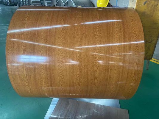 PVDF Printech Wood Grain Color Coil 50 Tahun Garansi 3003H24 Aluminium Coil 0,80*1200 Warna Coiled