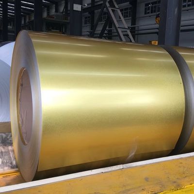 Golan Kuning Warna Anti-Jari Percetakan Permukaan Reguler Spangle Galvalume Baja 55% Zincalume S280GD