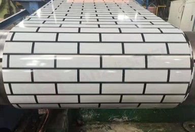 Custom Rustic Pre Painted Steel Coil Dengan Brick Solid Pattern Z60 0.6*1220mm GB/T2518-88