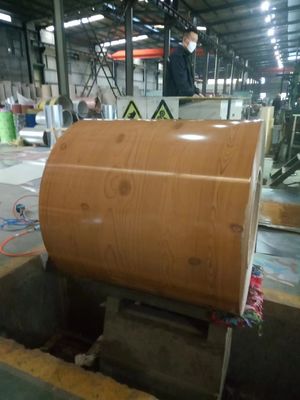 26 Ga 0,55mm HDP Kayu Biji 30 Tahun Garansi Z180 Galvanized PPGI Steel Coil Printech Warna Coated Coil ASTM A755 A653M